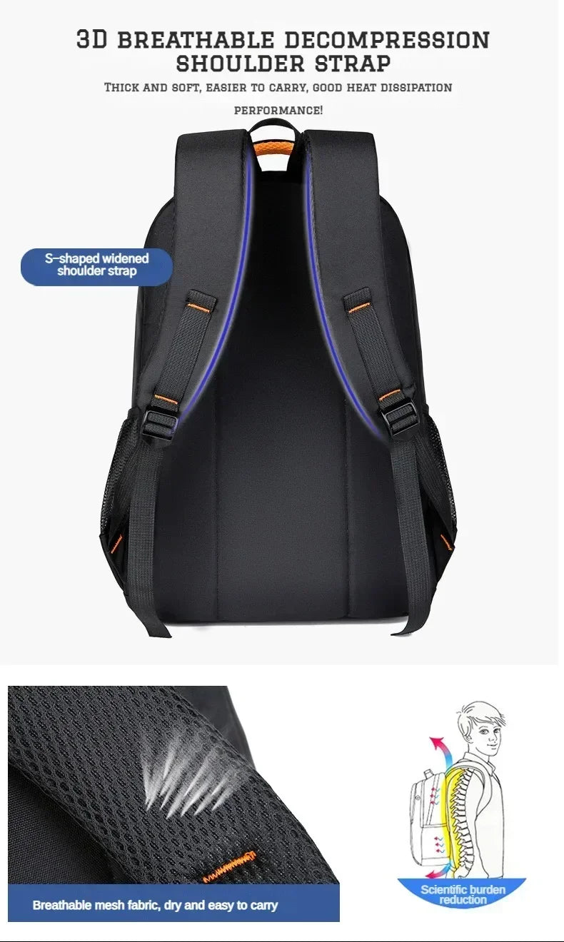 Mochila masculina Oxford para computador, bolsa de negócios, mochila à prova d'água, mochila de lazer, viagem, mochila de estudante do ensino médio para homens