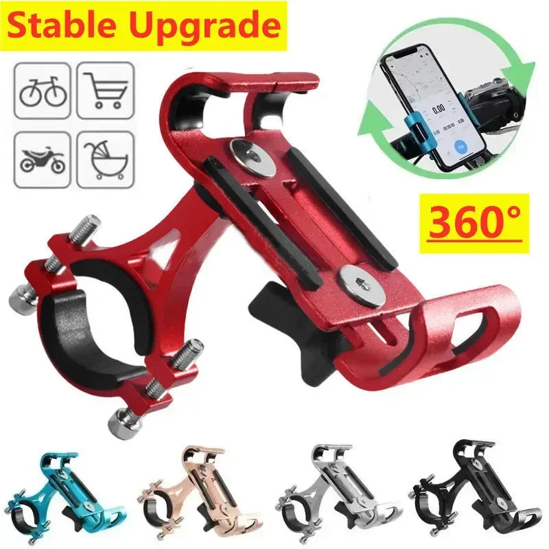 Suporte de telefone para bicicleta e motocicleta com rotação 360 °, liga de alumínio, antiderrapante, suporte para GPS, suporte para telefone de bicicleta para iPhone