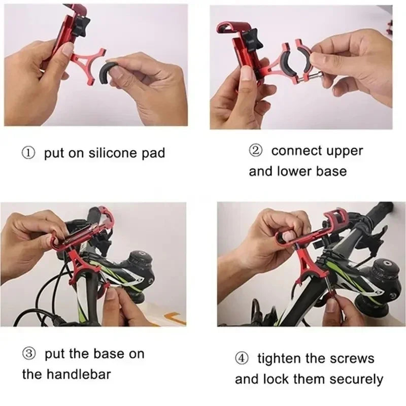 Suporte de telefone para bicicleta e motocicleta com rotação 360 °, liga de alumínio, antiderrapante, suporte para GPS, suporte para telefone de bicicleta para iPhone