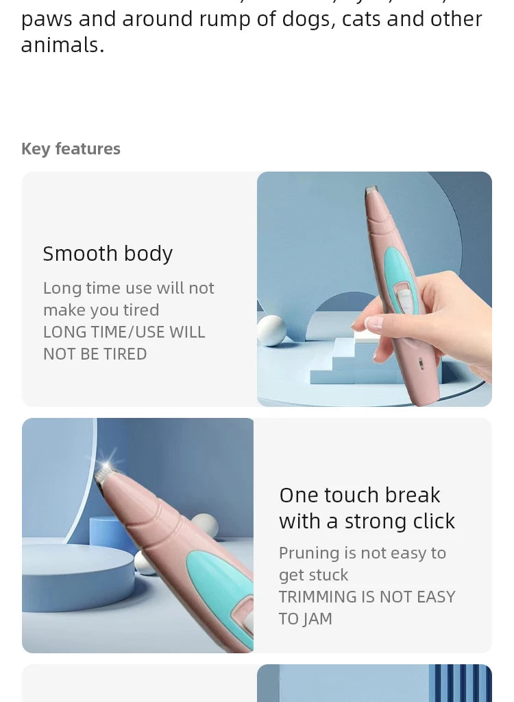 Barbeador elétrico para animais de estimação, aparador profissional de pelos para cães e gatos, suprimentos para aparar pelos dos pés, artefato para tosa de animais de estimação, cabeleireiro